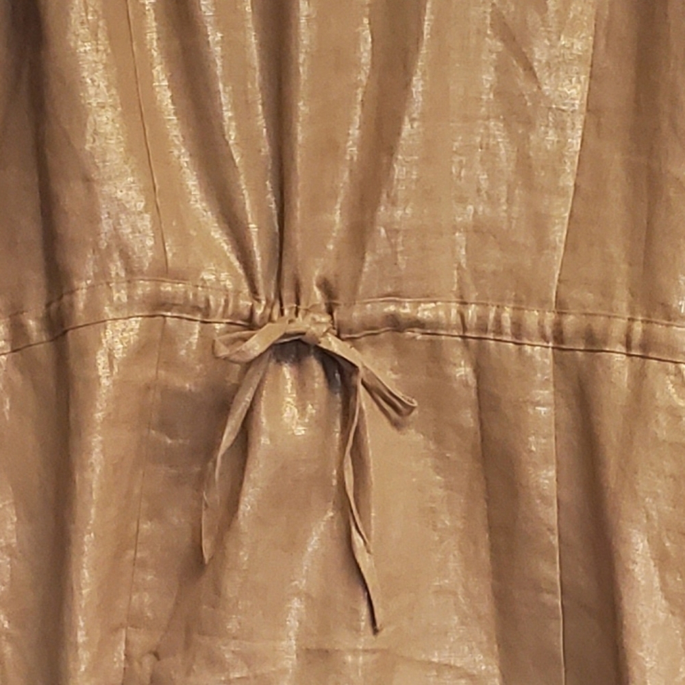 Vintage Spiegel Tan Gold Metalic 100% Linen Blazer Jacket Size 18 - Picture 8 of 9
